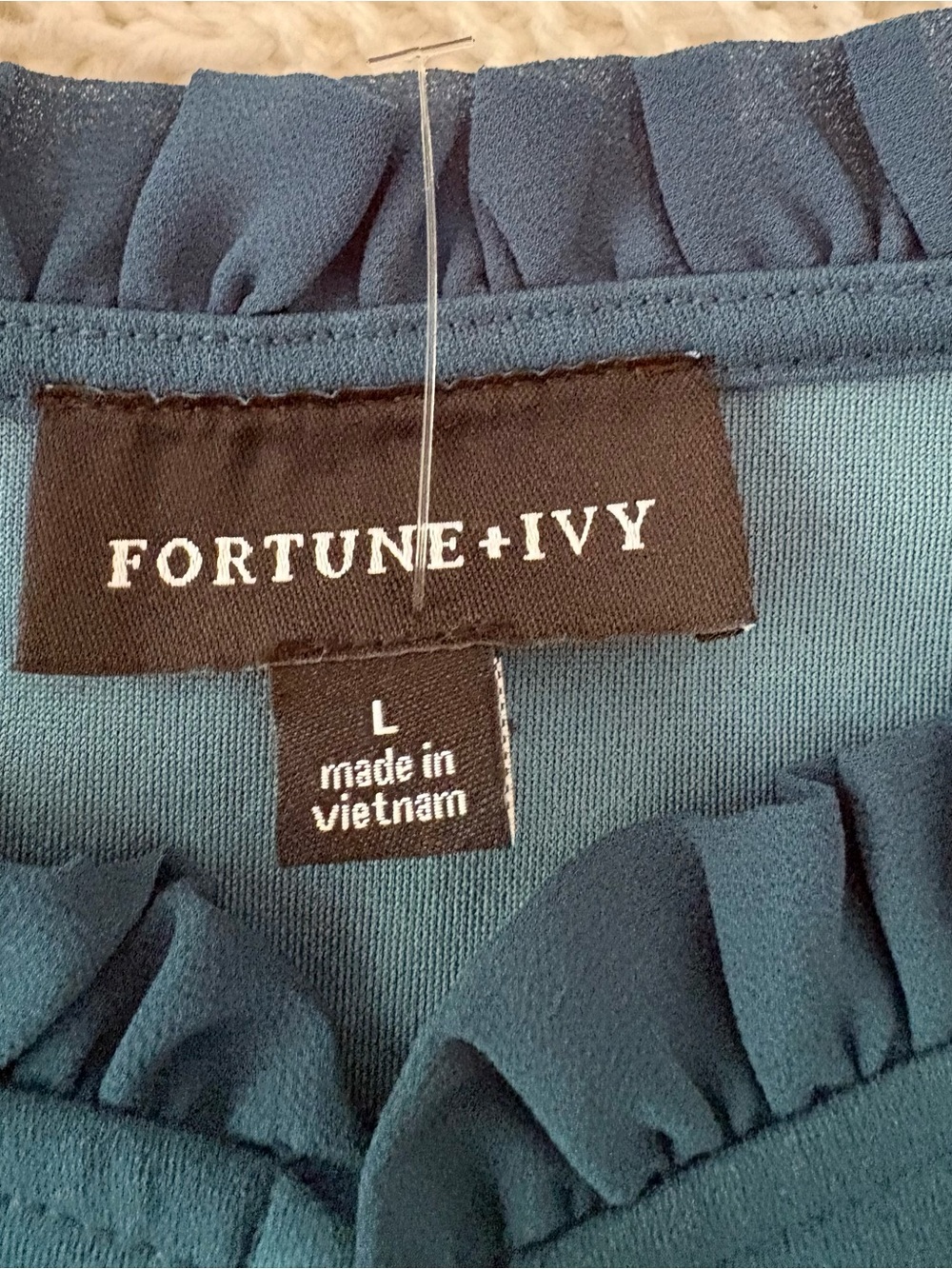 Womens Teal Ruffle Blouse